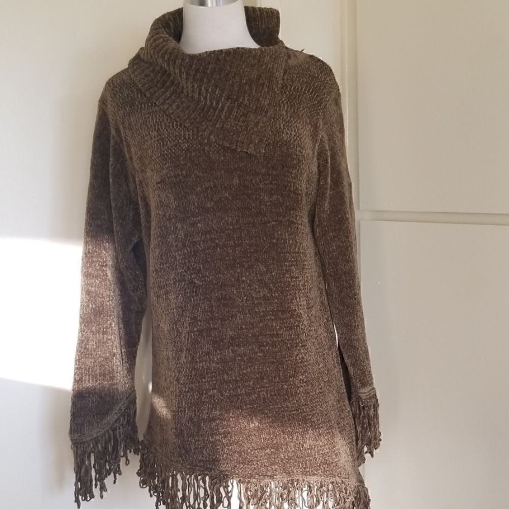 Caran New York Olive Green Chenille Sweater, 1X